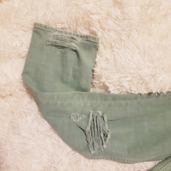 MOTHER Sage/Mint Green cropped tomcat jeans - Picture 9 of 11